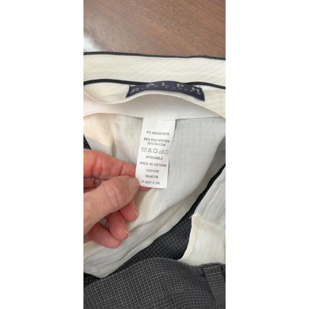 Ralph Ralph Lauren Mens Gray Micro Check Pleated Cuffed Dress Pants 38W‎ x 29L